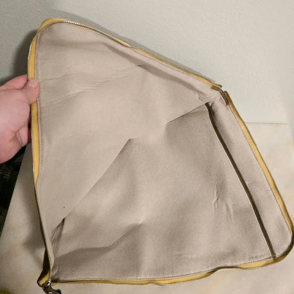 Hlaska Laptop Cover Case Khaki Waxed Canvas and Genuine brown leather